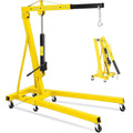 Garvee 2 Ton Hydraulic Folding Engine Hoist Cherry Picker - Heavy Duty 4400 lbs Shop Crane - Telescopic Boom & 6 Casters - Industrial Garage Engine Lift Jack - Yellow | Packaged