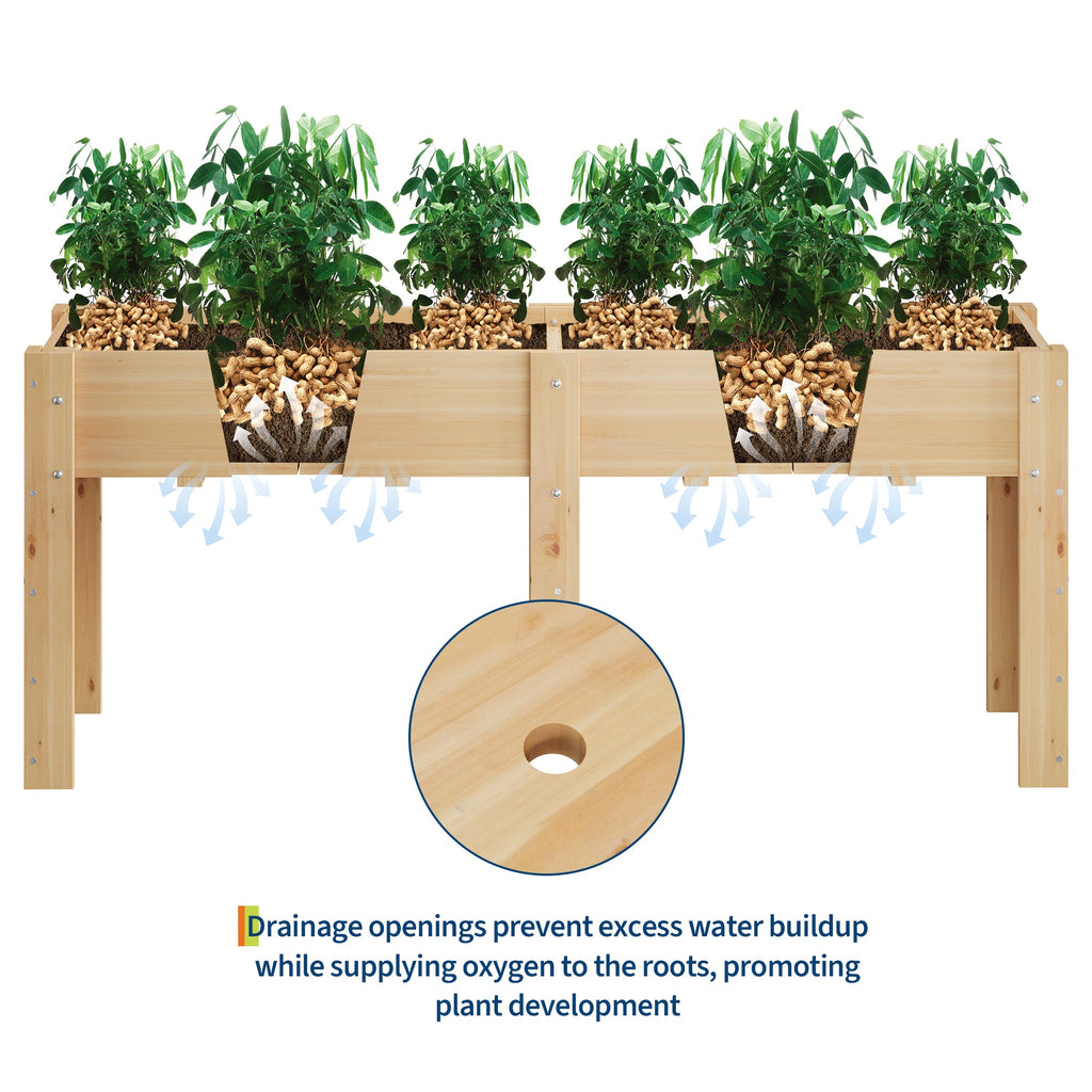 Garvee Ergonomic Wooden Raised Garden Bed with High Legs & Hooks, 72" x 23" x 30" Large Capacity Outdoor Planter Box with Non-Woven Liner, Easy Assembly for Vegetables, Herbs & Flowers, Varnish