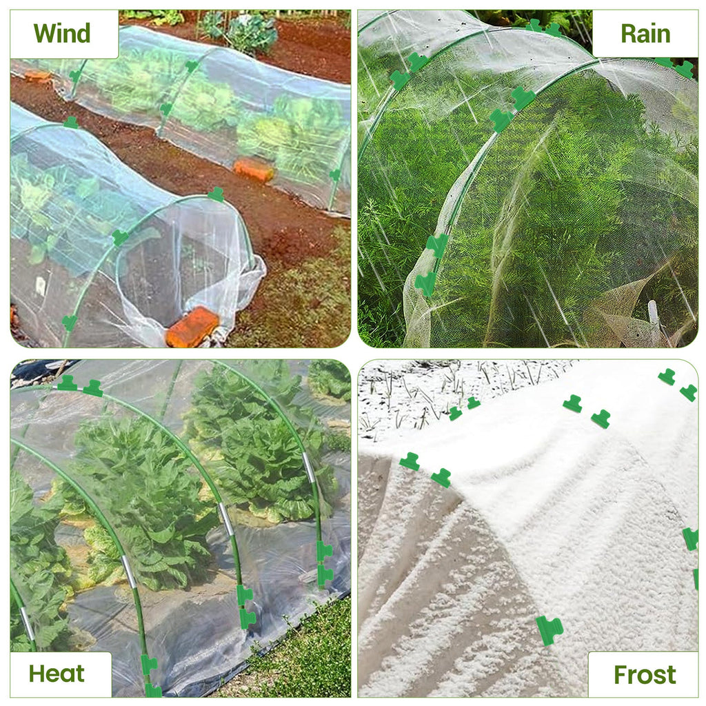 Garvee Garden Netting Kit for Raised Beds and Vegetable Plants, 8 × 24 FT Fine Mesh Cover with 5 Fiberglass Hoops and 20 Clips