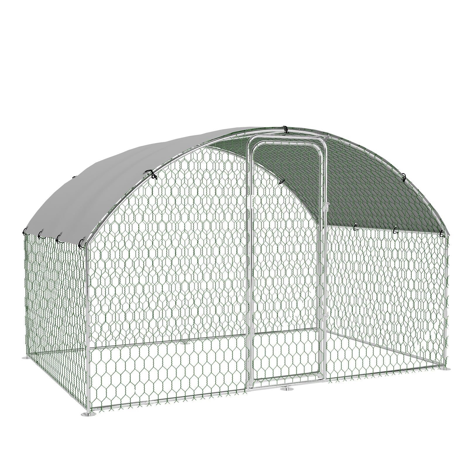 Garvee Spacious Walk-In Metal Chicken Coop - Dome Roof, Waterproof & UV-Resistant Cover, Lockable Door, Outdoor Poultry Cage for Hens, Ducks & Small Animals, Ideal for Backyard & Farm - Size: 9.8 x 6.5 x 6.5 ft