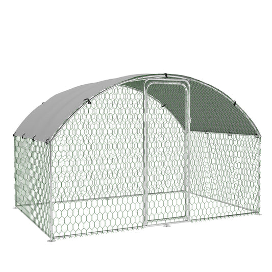 Garvee Spacious Walk-In Metal Chicken Coop - Dome Roof, Waterproof & UV-Resistant Cover, Lockable Door, Outdoor Poultry Cage for Hens, Ducks & Small Animals, Ideal for Backyard & Farm - Size: 9.8 x 6.5 x 6.5 ft