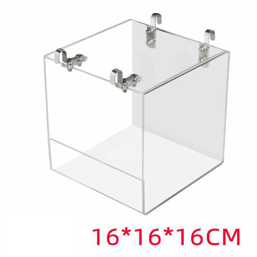 Garvee Large Transparent Acrylic Bird Bath Box – Hanging Leak-Proof Water Tub with Hook – Bird Cage Accessory for Parrot, Cockatiel, Parakeet – Large Size