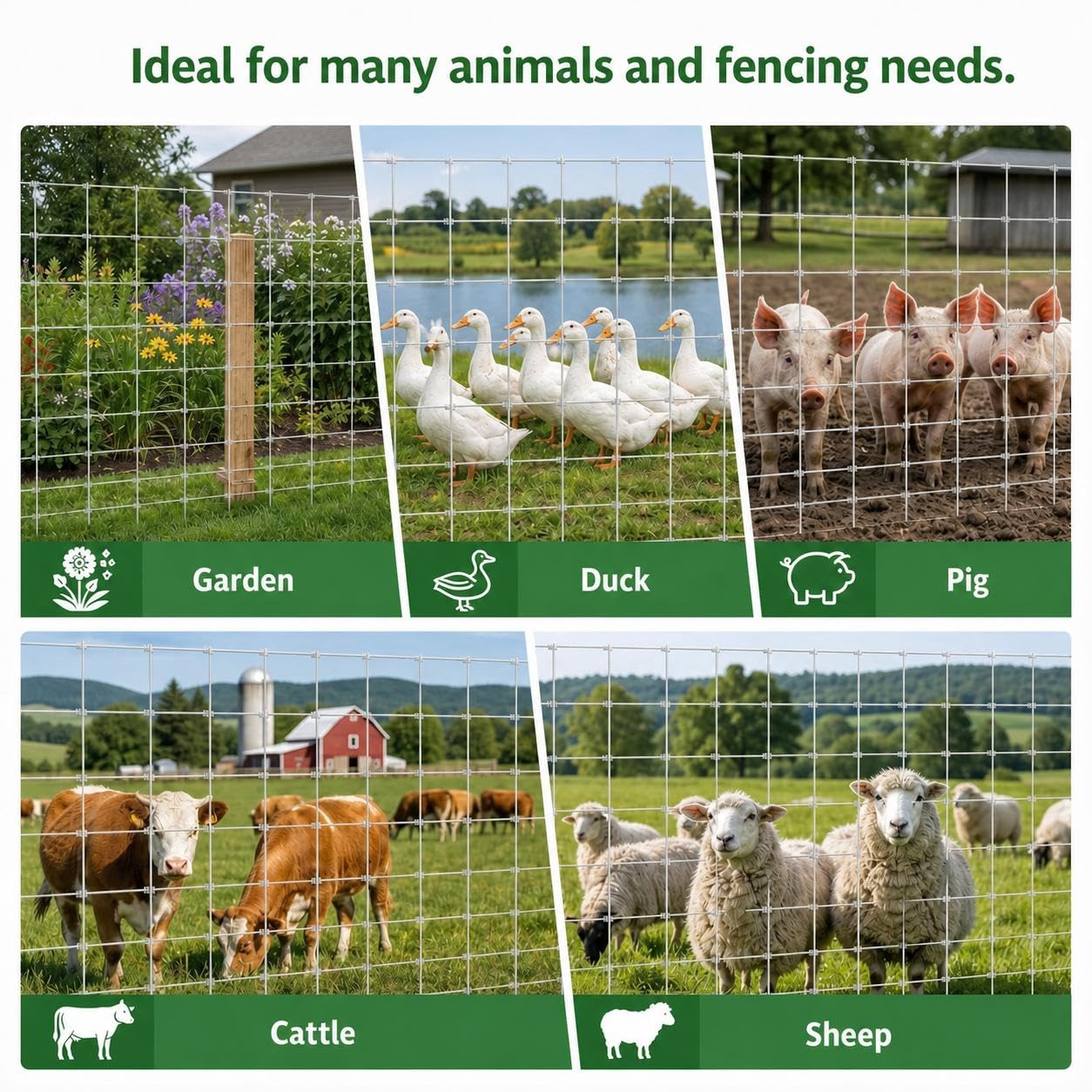 Garvee 6' × 164' Farm Fence Roll, 12 Gauge Galvanized Woven Wire for Cattle, Goats and Pasture