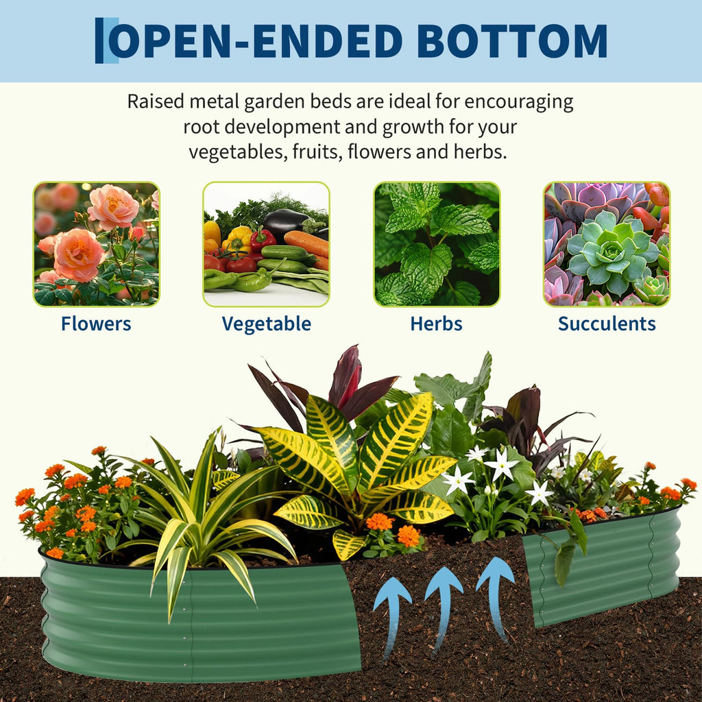 Garvee 2 Pack 10' X 4' X 1.5' Rust-Resistant Galvanized Raised Garden Beds – Large Metal Planter Boxes, Durable, Easy Assembly, for Vegetables, Flowers & Outdoor Plants – Green, Upgraded with Anti-Cutting Strips