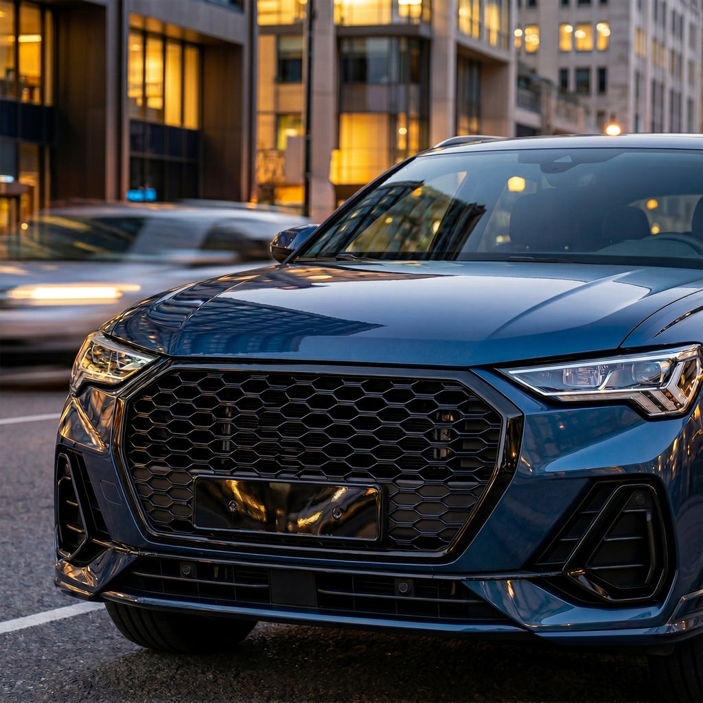 Garvee Sporty RS1 Style Central Grille Protector for Audi A1 2012-2015 - Glossy Black ABS - Durable Front Bumper Guard - No Logo - Automotive Exterior Accessory - Color: Glossy Black