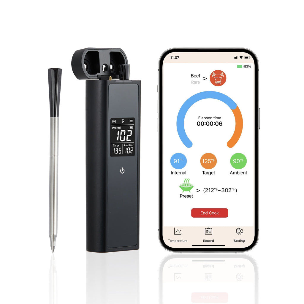 Garvee Wireless wireless Meat Thermometer for BBQ Grills – Digital Display, Single Probe, 820ft Remote Range, IP67 Waterproof, Dual Sensors, App Control – Single Needle Box Specification 100 Pieces/Box