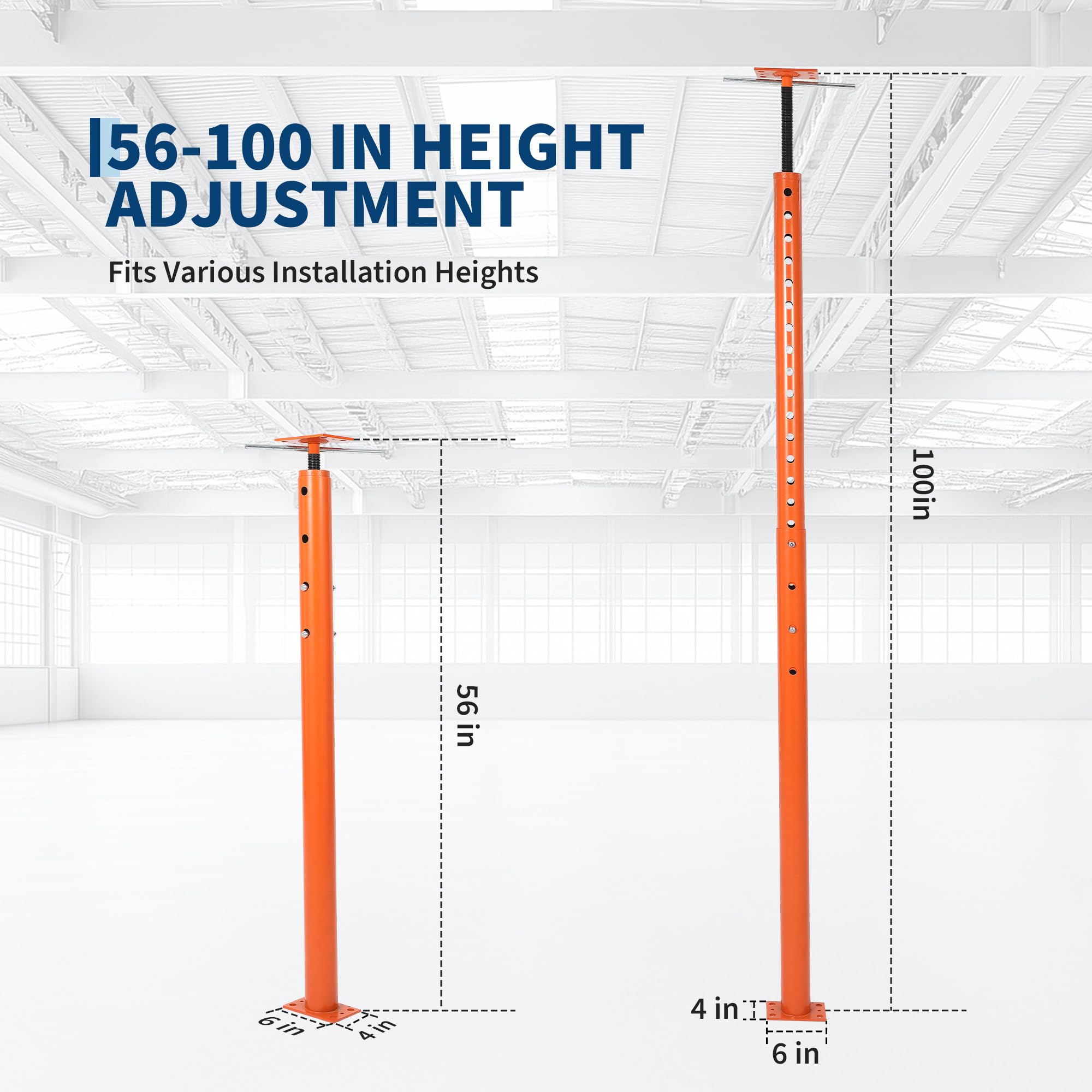 Garvee 2 PACK House Floor Jack for Leveling, 56"-100" Height Range, 18000 LBS Lifting Joist Beam Basement Jacks, Adjustable Jack Post, House Jacks for Lifting