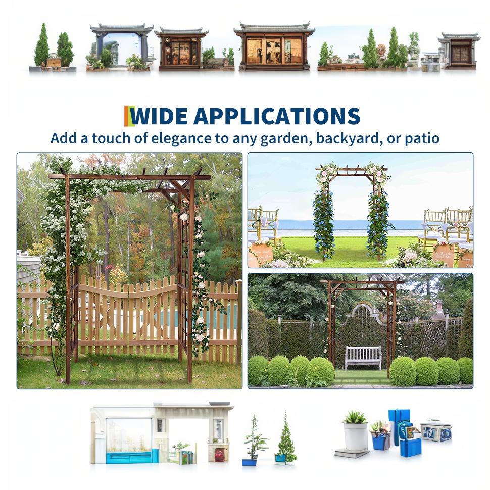 Garvee 85-Inch Wooden Garden Arbor Trellis, Fir Wood Flat-Top Pergola for Climbing Plants, Wedding, Patio, Lawn & Backyard, Dark Brown