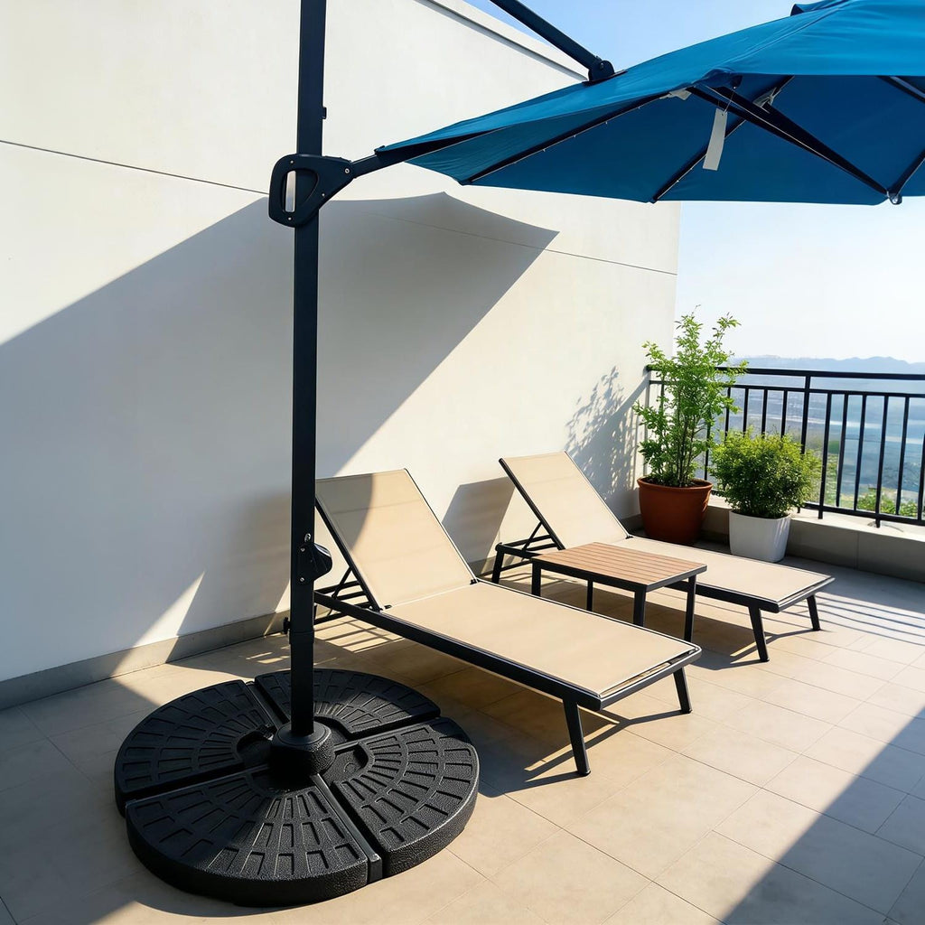 Garvee 4-Piece Fillable Patio Umbrella Base, 13L Each, 116.8 lb Water or 147.7 lb Sand Weighted HDPE Stand for Cantilever Umbrellas, Black