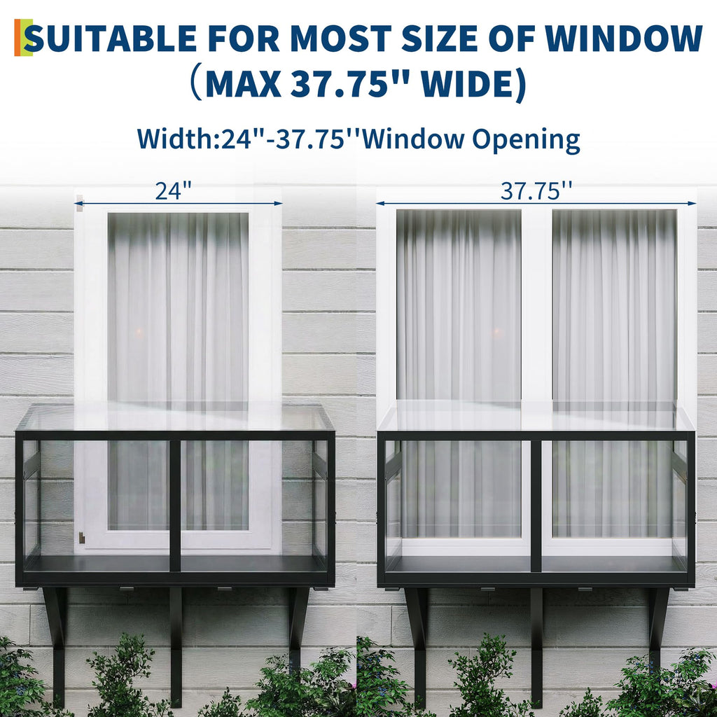 Garvee Cat Window Box Enclosure, Weatherproof Catio Windows Enclosure for Sunbathing, Birdwatching & Napping, Large Cats Window Perch for Sunbathing & Birdwatching
