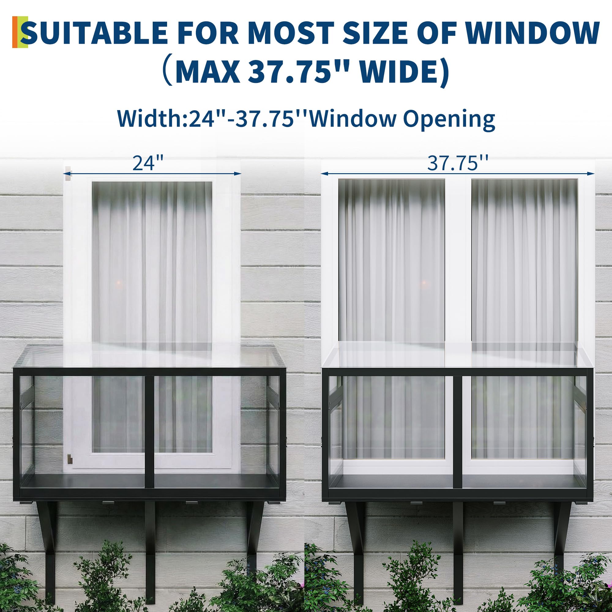 Garvee Cat Window Box Enclosure, Weatherproof Catio Windows Enclosure for Sunbathing, Birdwatching & Napping, Large Cats Window Perch for Sunbathing & Birdwatching
