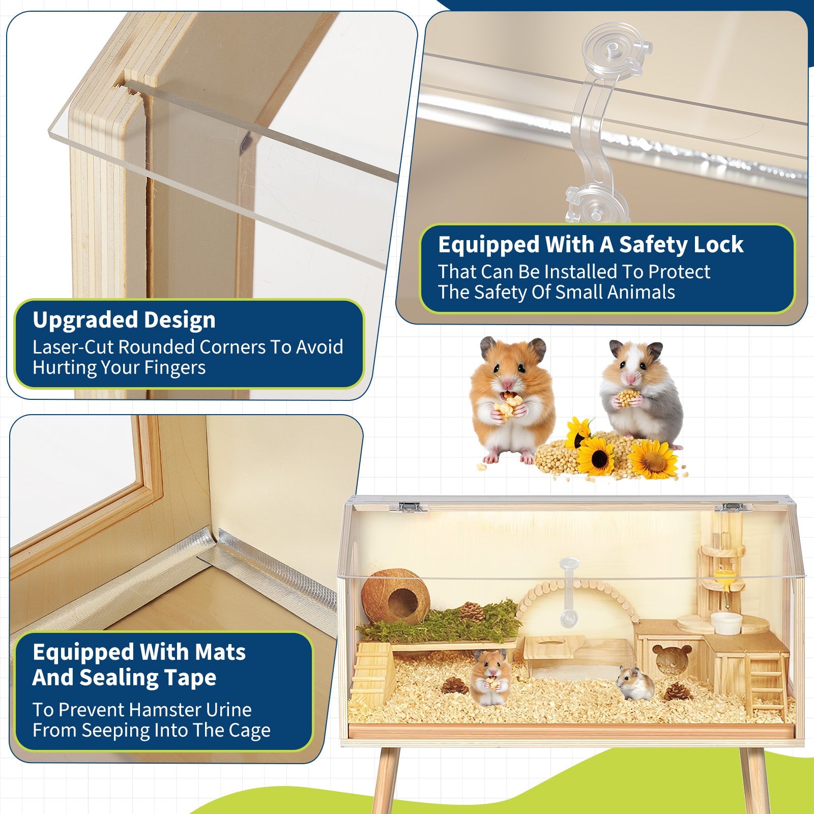 Garvee Hamster Cage with Legs, Large Syrian Hamster Habitats Enclosure with Chew Proof, Acrylic Window & Openable Top, Small Animal Cage for Guinea Pig, Chinchilla, Gerbil