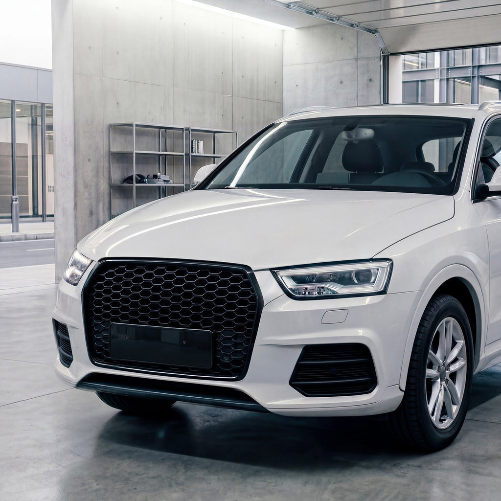 Garvee Sporty RS1 Style Central Grille Protector for Audi A1 2012-2015 - Glossy Black ABS - Durable Front Bumper Guard - No Logo - Automotive Exterior Accessory - Color: Glossy Black