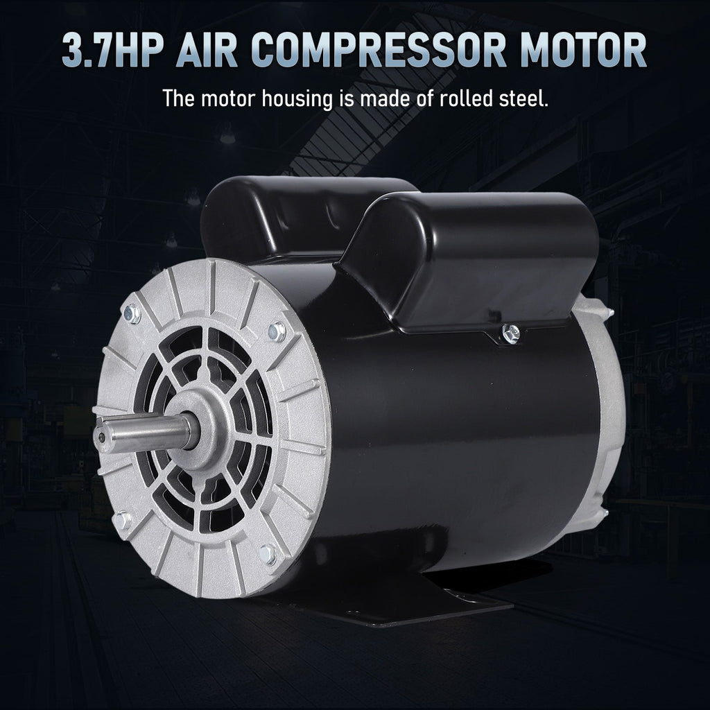 Garvee 3.7HP SPL Air Compressor Electric Motor, 56 Frame 230V 3450 RPM 5/8" Keyed Shaft, 18 Amps 60 Hz Dual CW/CCW Rotation – 1.88" Shaft Length