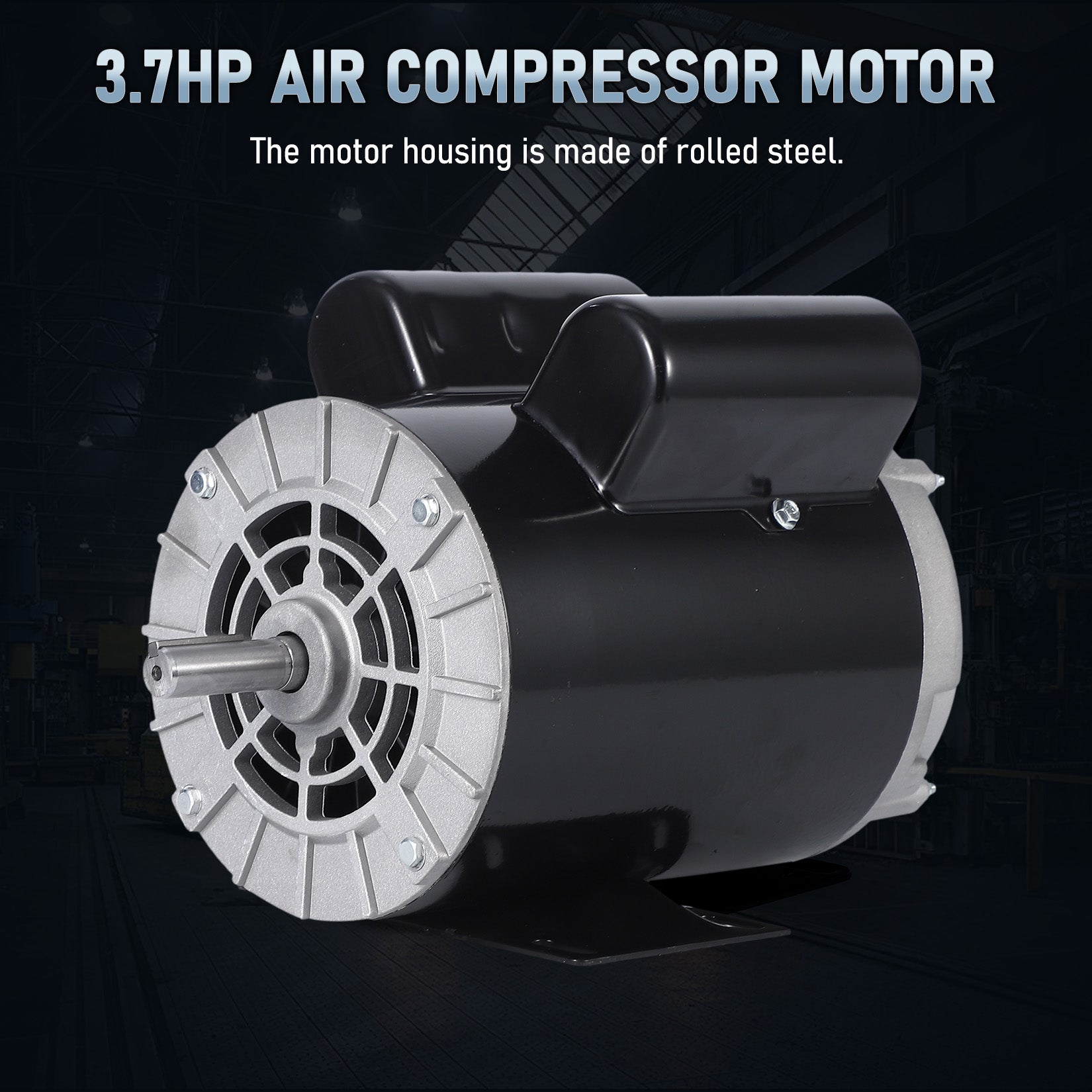 Garvee 3.7HP SPL Air Compressor Electric Motor, 56 Frame 230V 3450 RPM 5/8" Keyed Shaft, 18 Amps 60 Hz Dual CW/CCW Rotation – 1.88" Shaft Length