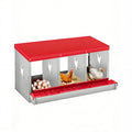 Garvee Chicken Nesting Box, 3 Room Galvanized Steel Laying Boxes, Metal Nesting Boxes for Hens with 10 Pads & 4 Fake Eggs, Easy Egg Collection, Vented Holes Poultry Nest for Chicken Coop, Red