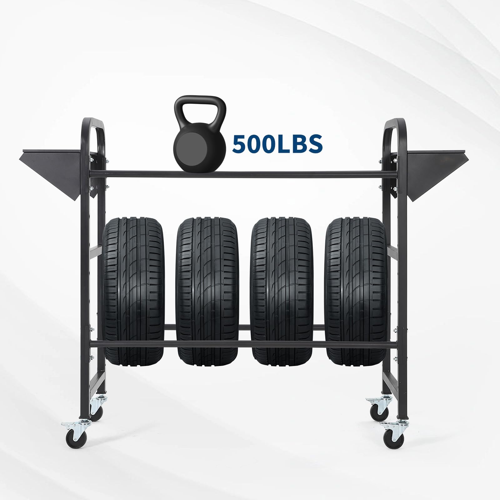 Garvee Adjustable Rolling Tire Storage Rack 500 lbs Capacity Locking Casters Steel Durable Garage Shop Organizer