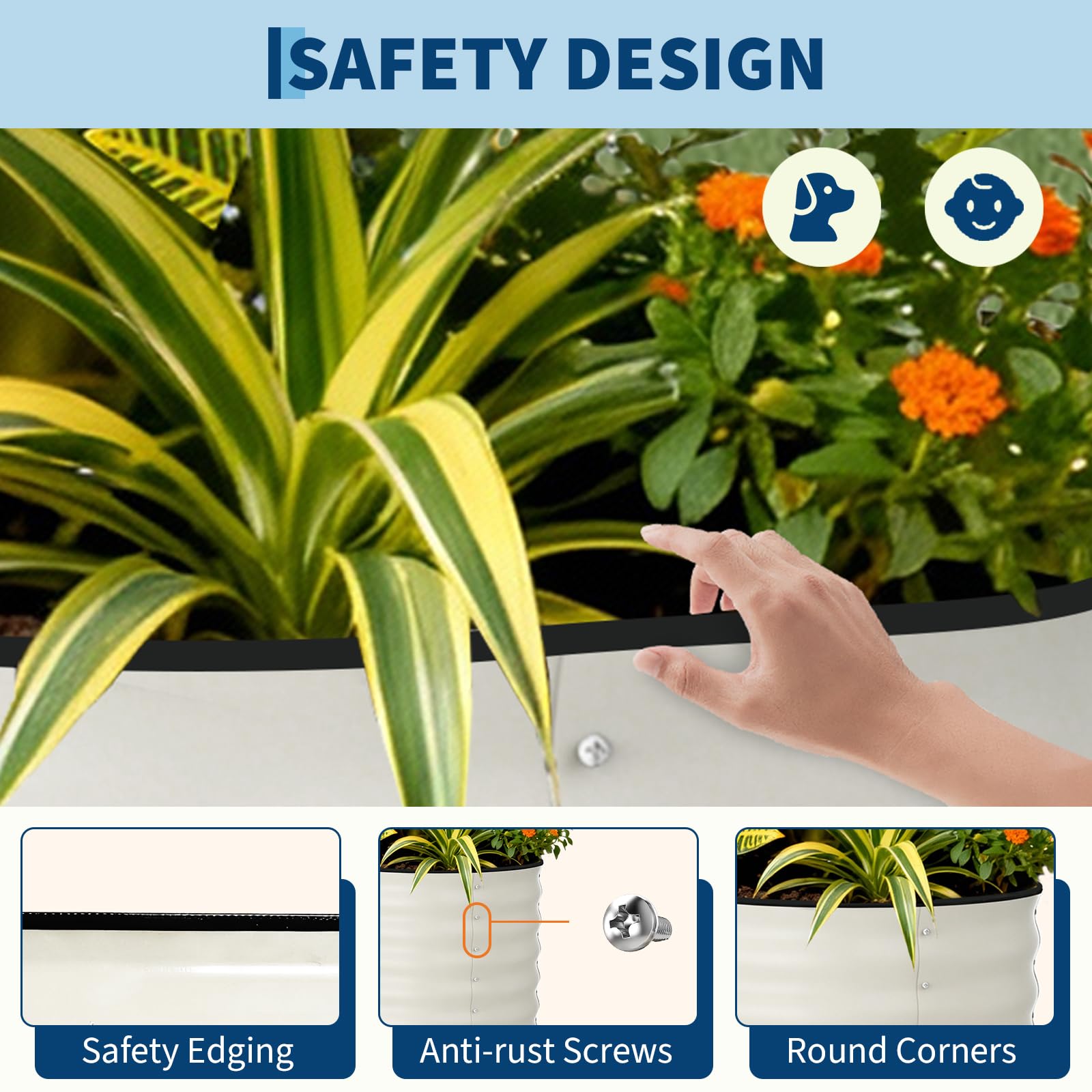 Garvee 4x2x2FT Galvanized Raised Garden Bed, Oval Metal Planter Box for Vegetables, Flowers & Herbs, Rust-Resistant Outdoor Garden Bed with Easy Assembly, Beige