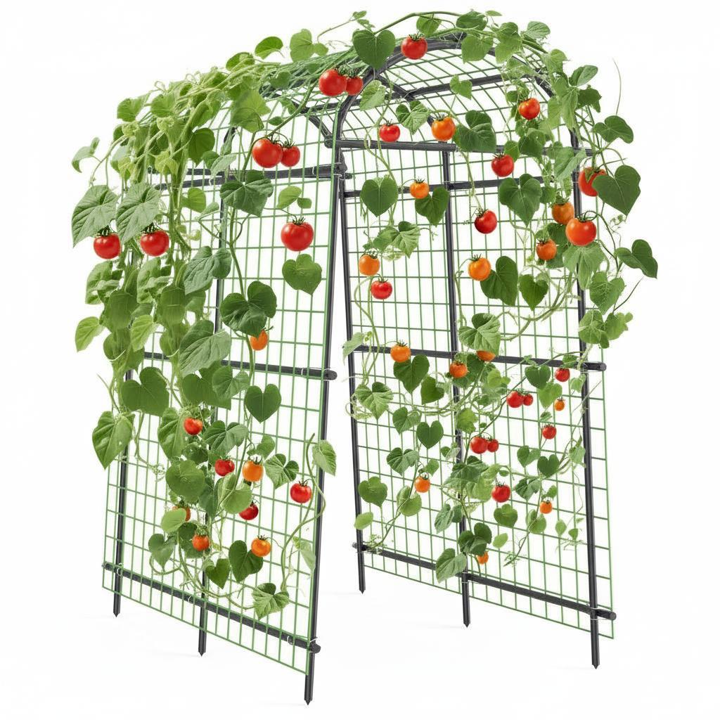 Garvee Cucumber Trellis for Raised Beds, 7 ft Metal Garden Arch Trellis, 39.37" Wide 17.86 lb Arbor with Stakes for Climbing Plants