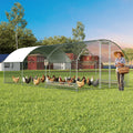 Garvee Large Metal Chicken Coop, 19.3 x 9.7 x 6.4 ft Walk-In Poultry Cage Run with Anti-UV Waterproof Cover, Heavy Duty Galvanized Enclosure for 20-30 Chickens, Ducks, Rabbits, Outdoor Pen (19.26' L x 9.73' W x 6.44' H)