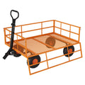 Garvee Garden Cart, 1200 lbs Heavy Duty Steel Utility Wagon with Removable Mesh Sides, 13" Wheels and 180° Pull Handle for Yard, Orange