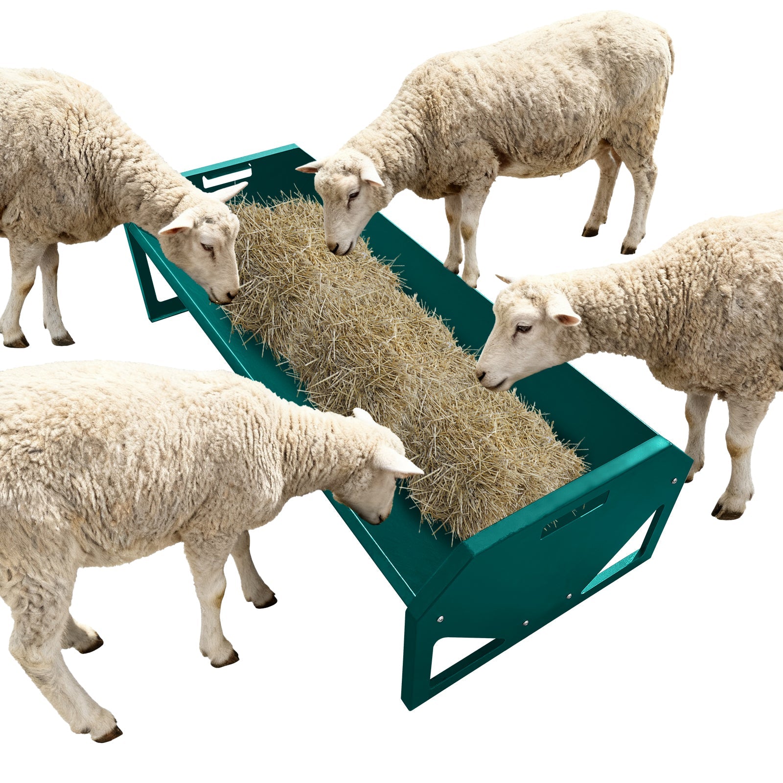 Garvee Livestock Feeder, 45.13" Hay Feeder for 10 Sheep Once, Heavy Duty 22 Gallon Capacity Livestock Feeding Trough for Horse, Goat, Sheep, Cattle, Cow, Alpaca, Dark Green