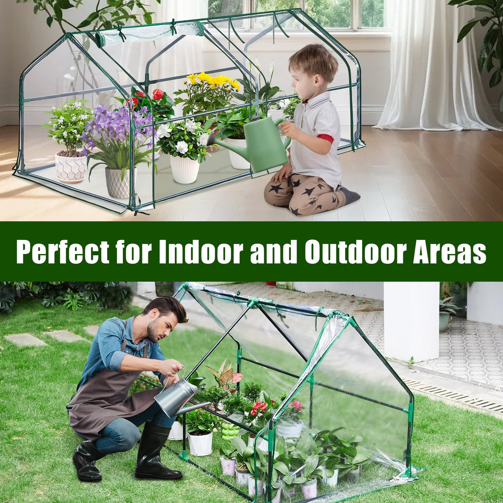 Garvee Portable Mini Greenhouse 71" × 36" × 36", 0.09 mm Clear PVC Cover, 16 mm Steel Frame and Roll-Up Zipper Door for Patios and Gardens