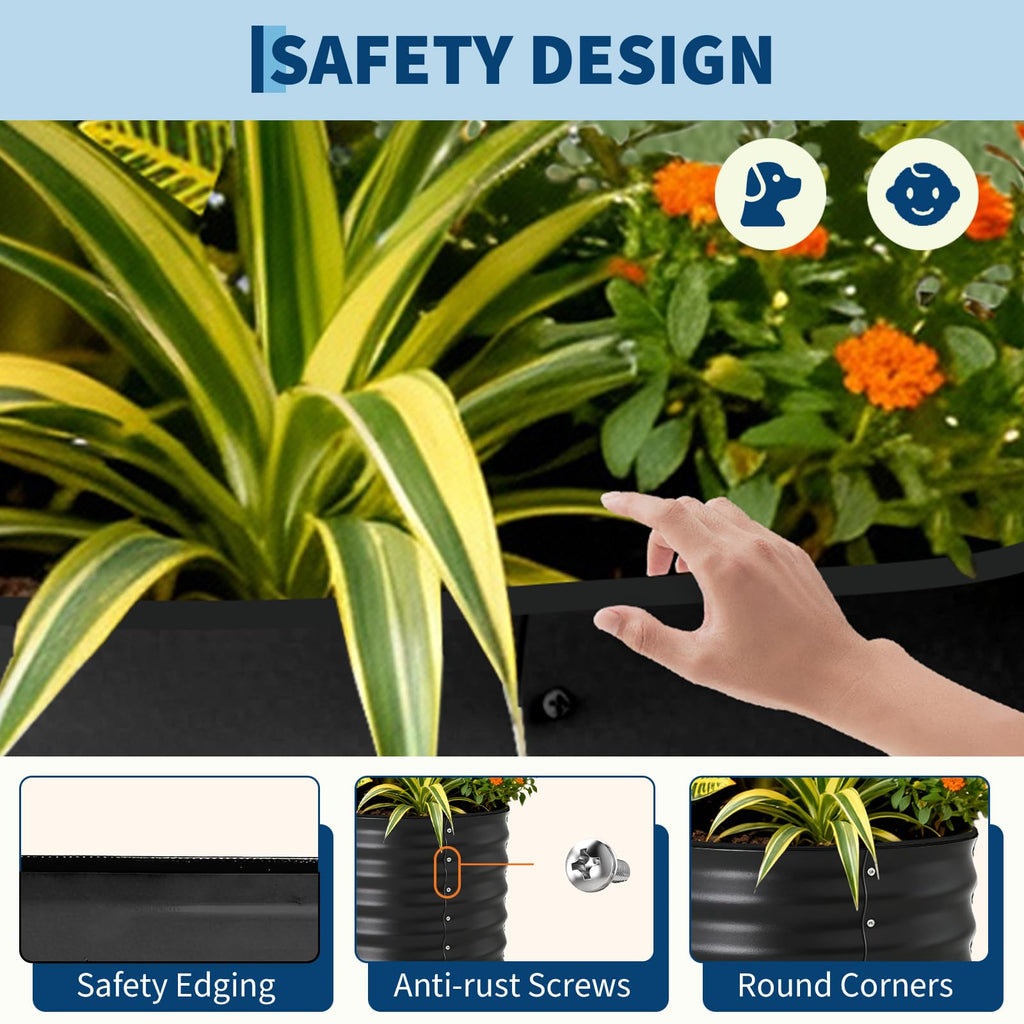 Garvee 8' X 4' X 1' Raised Garden Bed, Galvanized Metal Planter for Vegetables & Herbs, Open Bottom, Rust-Resistant & Easy Setup