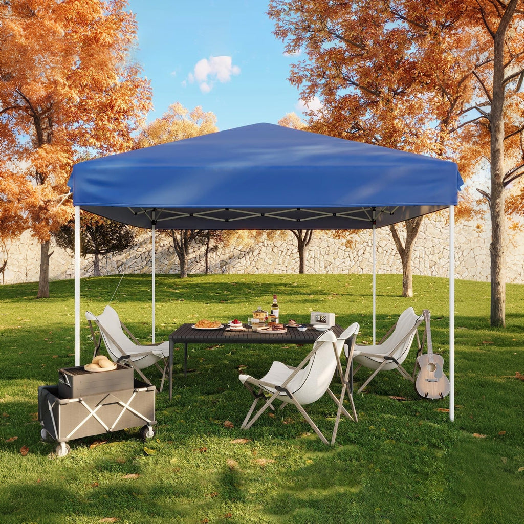 Garvee 10x10FT Pop Up Canopy Tent – Heavy Duty Outdoor Storage Shelter, Adjustable Height, One-Button Easy Setup, Sidewall – Great for Camping, Parties, Beach – Blue