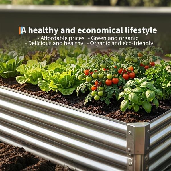 Garvee 2 Pack Tall 4 x 2 Ft Galvanized Steel Raised Garden Bed, Outdoor Above Ground Planter Box for Vegetables and Flowers, Metal Raised Bed for Gardening