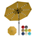 Garvee 9FT Solar LED Patio Umbrella, Waterproof Outdoor Market Table Umbrella with 8 Ribs, Crank Lift, Push Button Tilt, UV Protection for Garden, Pool & Deck, Yellow