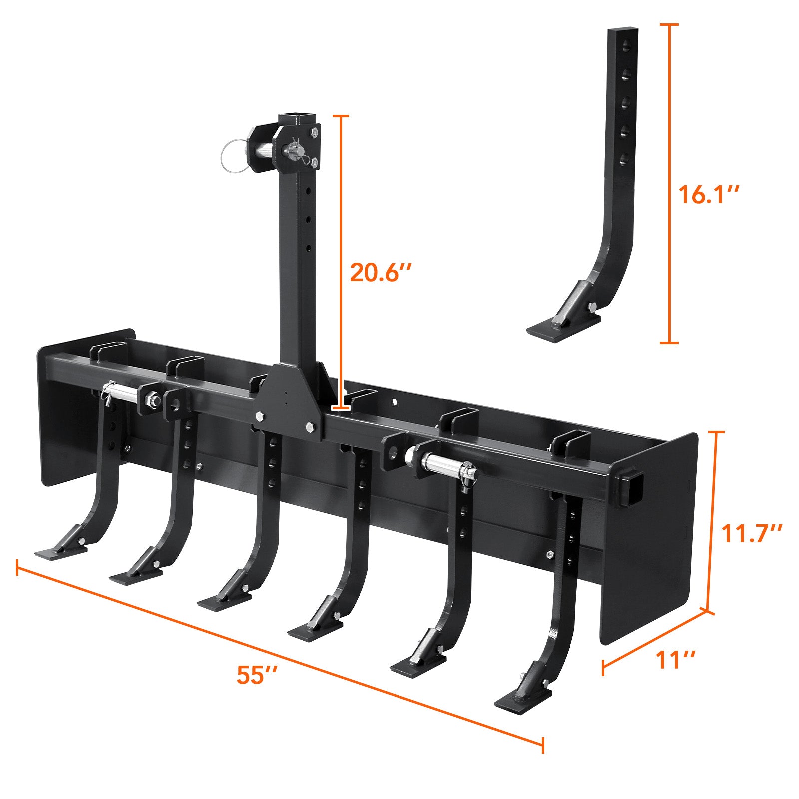Garvee 55" Box Blade for Tractor, Box Scraper for Tractor 3 Point Hitch, Box Blade Suitable for CAT-0 &amp; CAT-1 Tractors