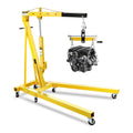 Garvee 2-Ton Hydraulic Engine Hoist Crane, 4400 lbs Folding Heavy-Duty Cherry Picker with Lever, 6 Locking Wheels, and 4 Boom Positions for Truck/SUV Engines, Garage, Workshop, and Industrial Lifting, Yellow