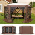 Garvee 13x13 ft Screen Tent with 6 Wind Panels - Instant Setup Outdoor Canopy, Wind & Rain Resistant Shelter with Full Mesh Walls for Camping, Backyard and Garden,Khaki