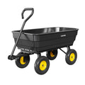 Garvee 600 lb Heavy-Duty Poly Garden Dump Cart, Utility Wagon with Quick-Tilt Dump System, 10" No-Flat All-Terrain Wheels, Convertible Tow Handle & Reinforced Steel Frame for Yard, Soil, Rocks & Landscaping, Black/Yellow