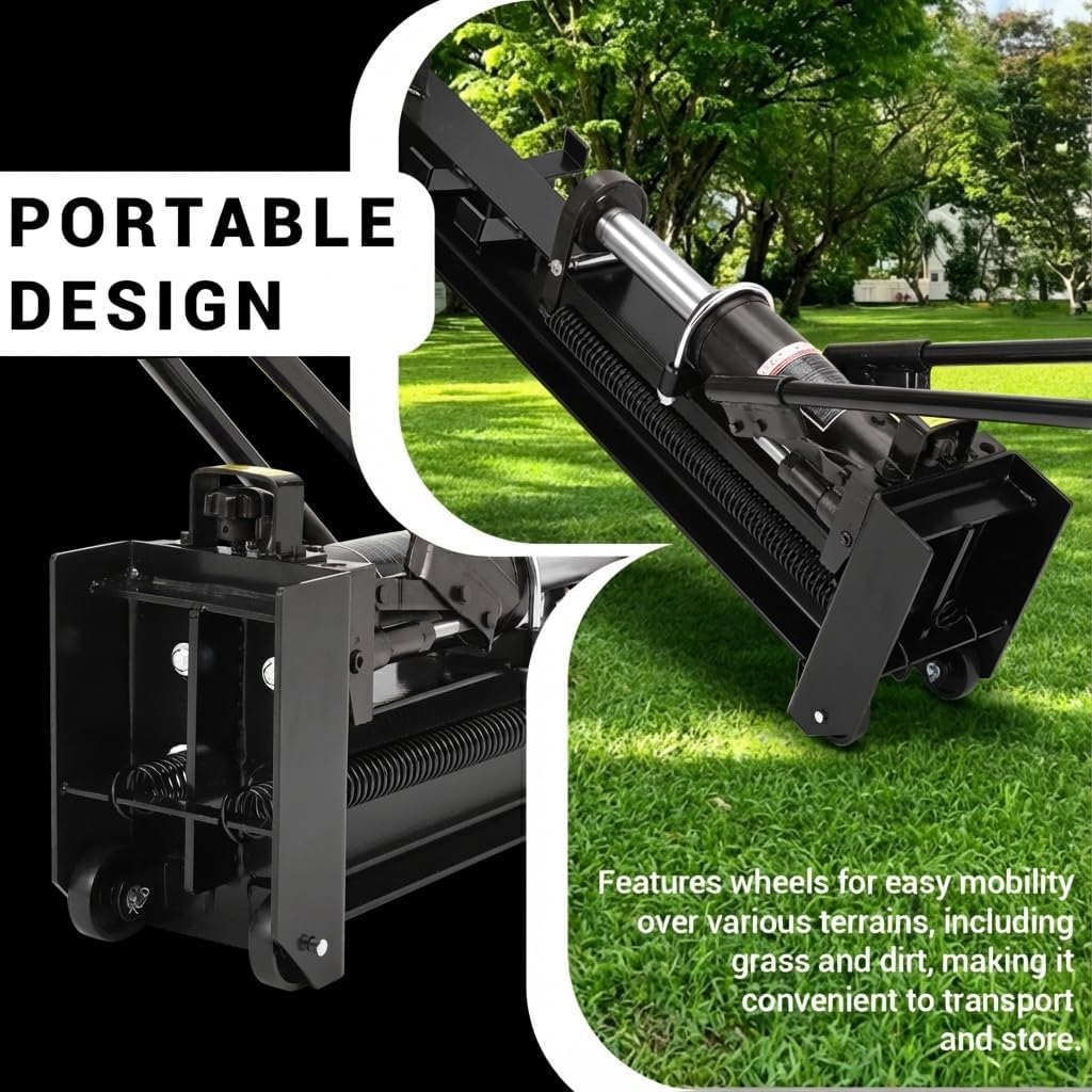 Garvee Hydraulic Log Splitter Wood Cutter 12 Ton Manual Powerful Steel Beam Spring-Loaded Return Knob Built-in Wheels Portable for Outdoor Use