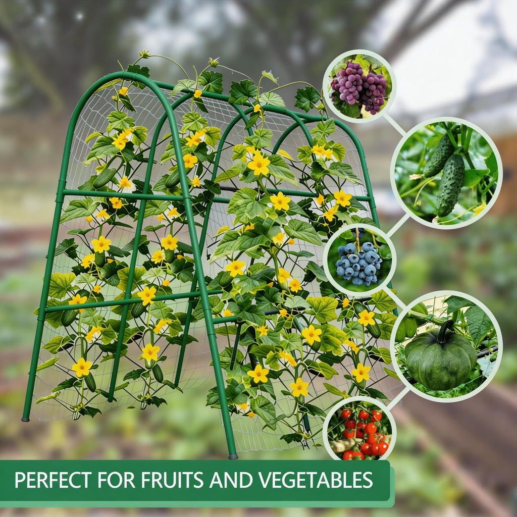 Garvee Garden Arch Trellis 4x4 FT, Metal U-Shaped Plant Support for Climbing Plants, Rust-Resistant Frame for Cucumbers, Vines & Raised Bed Garden
