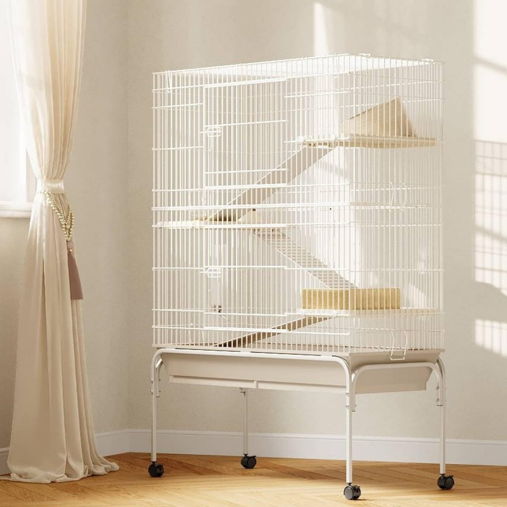 Garvee Ferret Cage, 55"h Large  Cage with 3 Removable Ramps.Food Bowl. Water Bottle. Metal Small Animal Cages on Wheels for Chinchillas. Guinea Pigs. Rabbit. Sugar