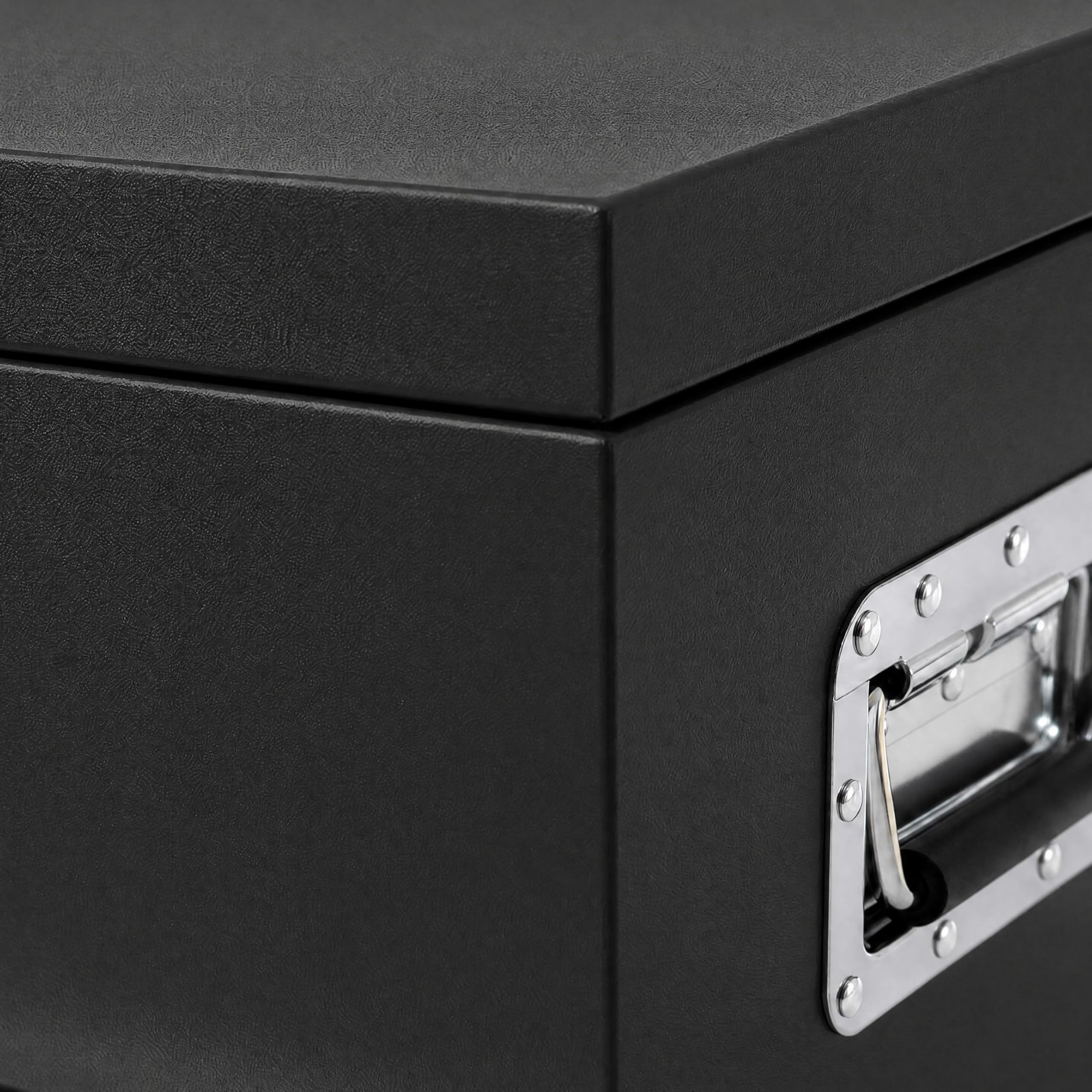 Garvee 24"X16"X14" Heavy Duty Lockable Steel Truck Bed Tool Box – Dual Lids, Weatherproof Powder-Coated, Gas Struts, Front & Side Handles – Secure Storage for Pickup, RV, Trailer, Black