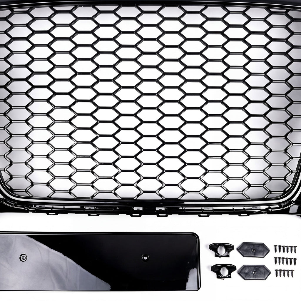 Garvee Sporty RS1 Style Central Grille Protector for Audi A1 2012-2015 - Glossy Black ABS - Durable Front Bumper Guard - No Logo - Automotive Exterior Accessory - Color: Glossy Black