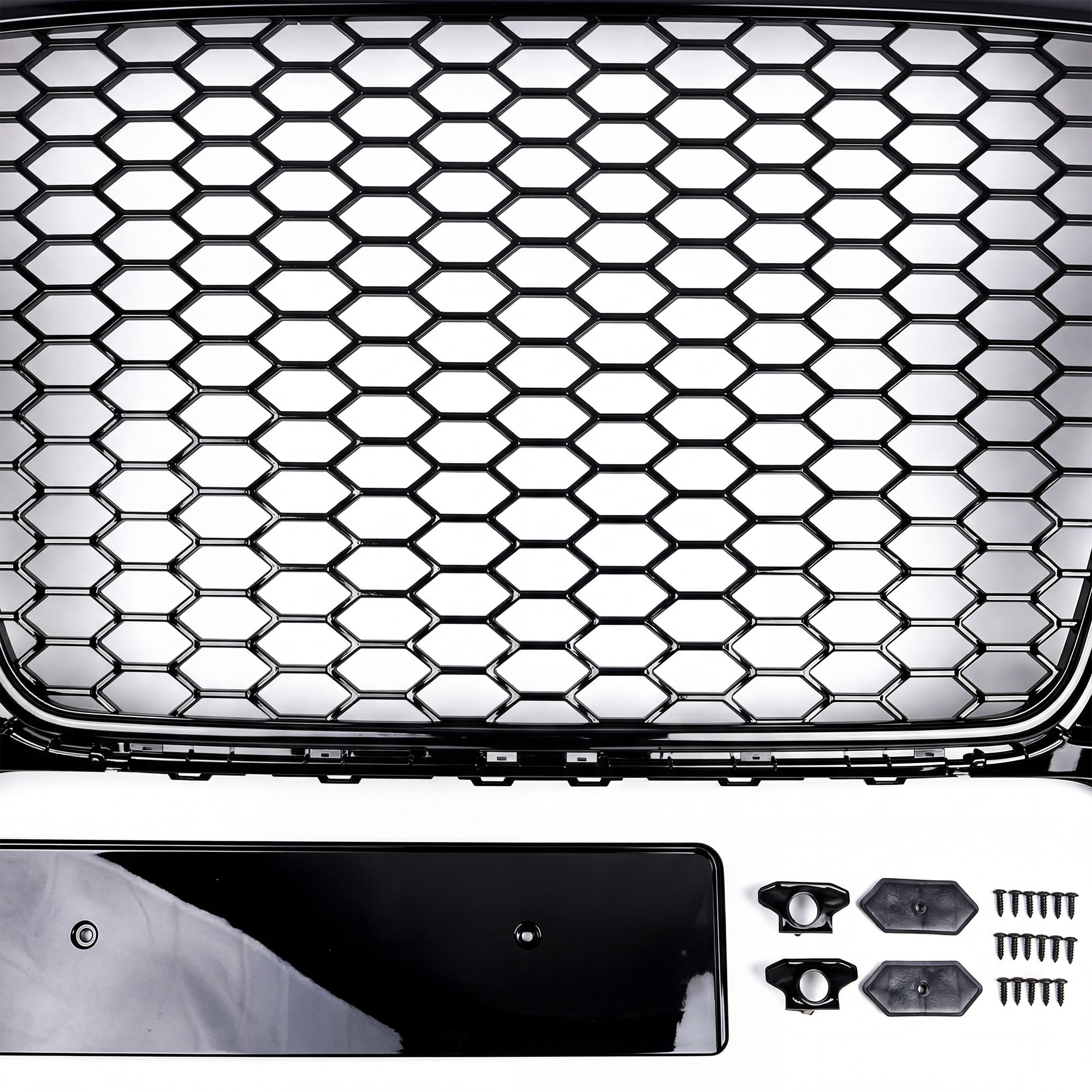 Garvee Sporty RS1 Style Central Grille Protector for Audi A1 2012-2015 - Glossy Black ABS - Durable Front Bumper Guard - No Logo - Automotive Exterior Accessory - Color: Glossy Black