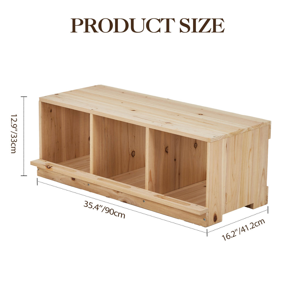 Garvee Heavy Duty Wooden Chicken Nesting Box – Easy to Assemble, Robust Single Layer Construction, Three Compartments for Hens and Ducks – Perfect for Poultry Houses and Farms, 3-Compartment Single Layer