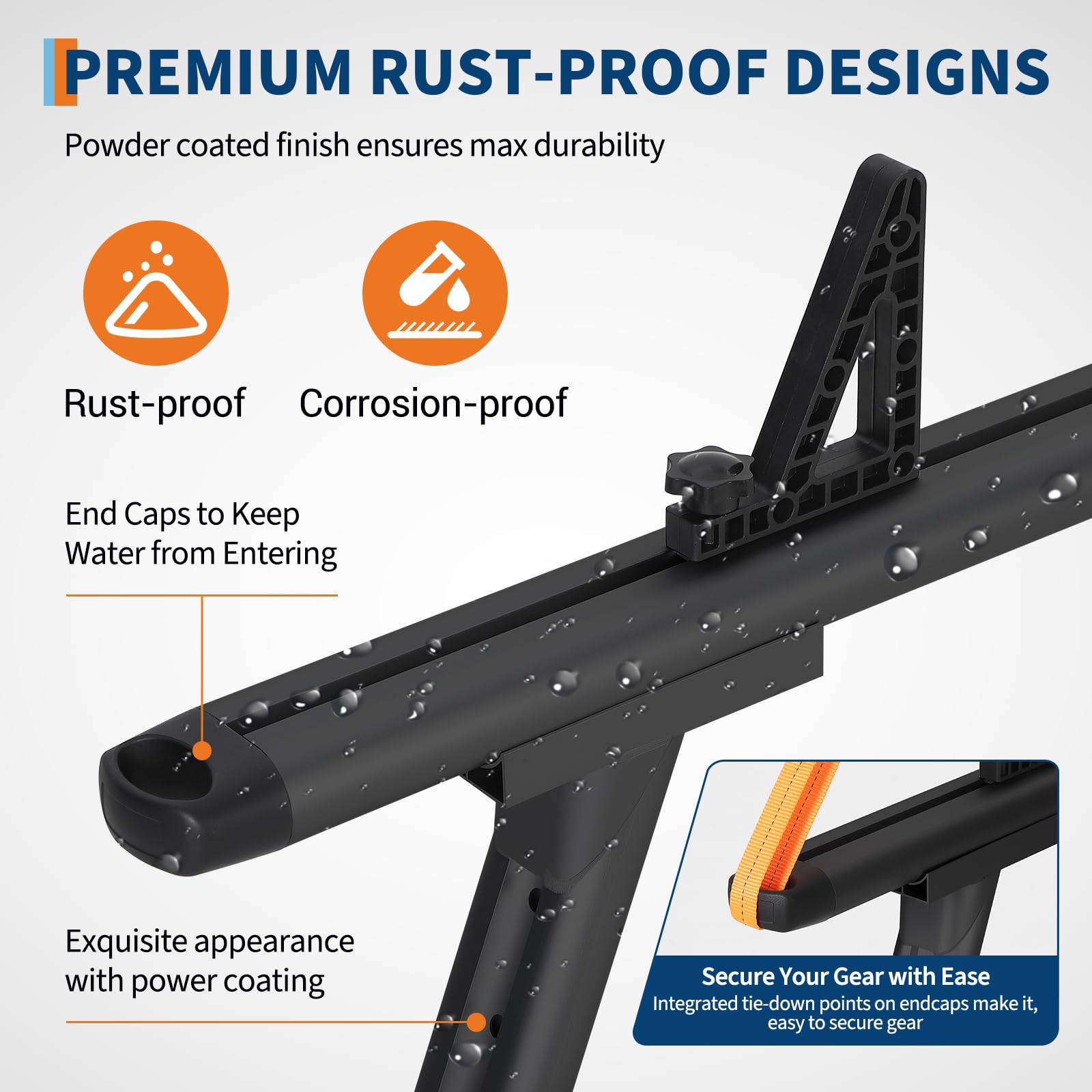 Garvee Adjustable Aluminum Truck Rack 35.4–71", 800 lbs Capacity Two-Bar Ladder Rack with 8 No-Drill C-Clamps, Heavy-Duty Pickup Bed Support for Kayak, Surfboard, Lumber & Ladders - Black