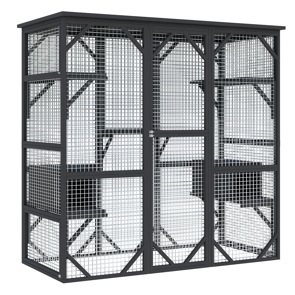 Garvee Catio Outdoor Window Cat Enclosure, Walk-in Cat Cage, Catio Outdoor Enclosure Extra Large, Black