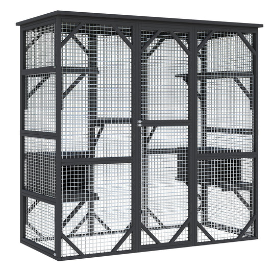 Garvee Catio Outdoor Window Cat Enclosure, Walk-in Cat Cage, Catio Outdoor Enclosure Extra Large, Black