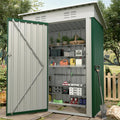 Garvee 5×3FT Metal Outdoor Storage Shed, 67 Cu.Ft Weather-Resistant Galvanized Steel Garden Shed with Lockable Door, Sloped Roof & Vents, Patio Lawn Equipment Storage House, Dark Green