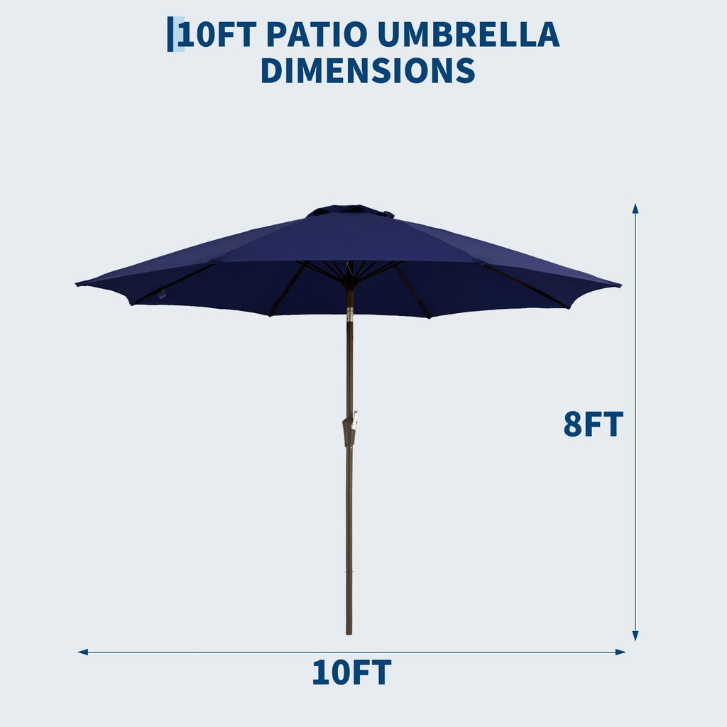 Garvee 10FT Outdoor Patio Umbrella, Outdoor Table Umbrella with Push Button Tilt and Crank, Market Umbrella with 8 Sturdy Ribs, UV Protection Waterproof for Garden Backyard Deck Pool, Navy Blue