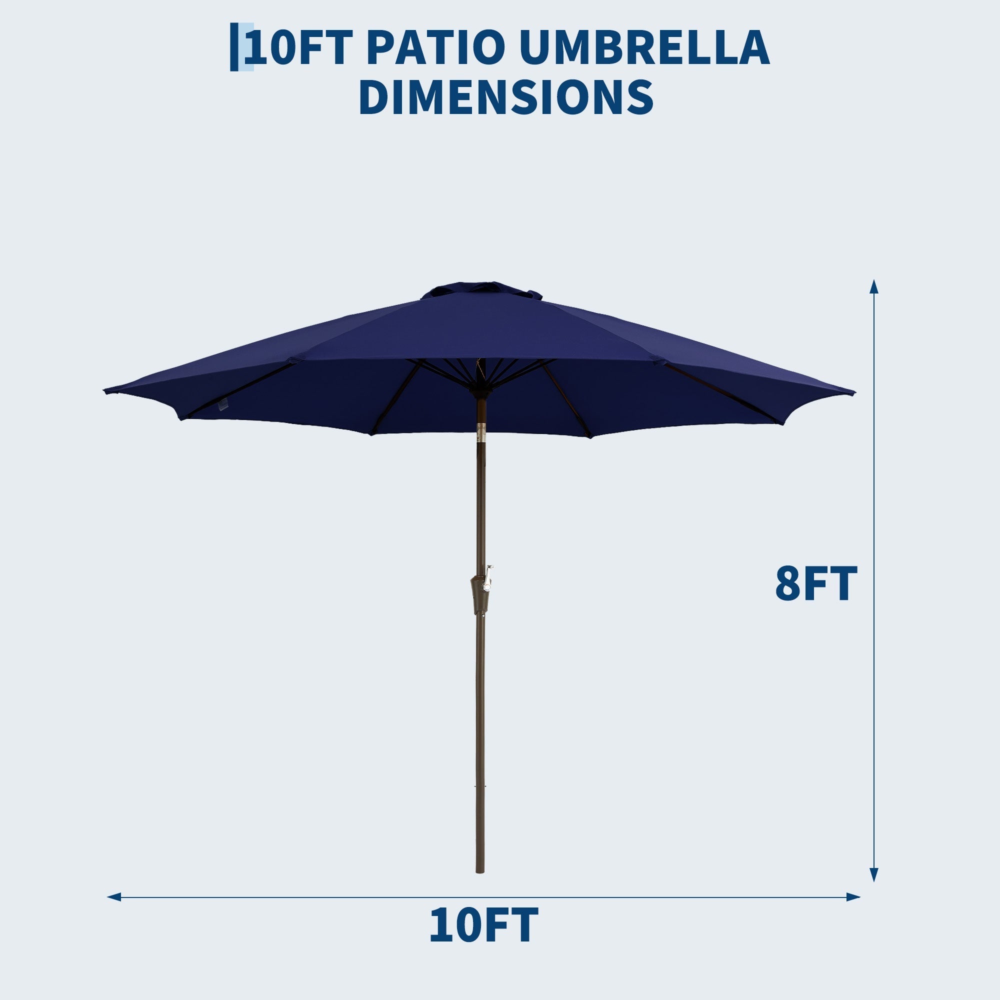 Garvee 10FT Outdoor Patio Umbrella, Outdoor Table Umbrella with Push Button Tilt and Crank, Market Umbrella with 8 Sturdy Ribs, UV Protection Waterproof for Garden Backyard Deck Pool, Navy Blue