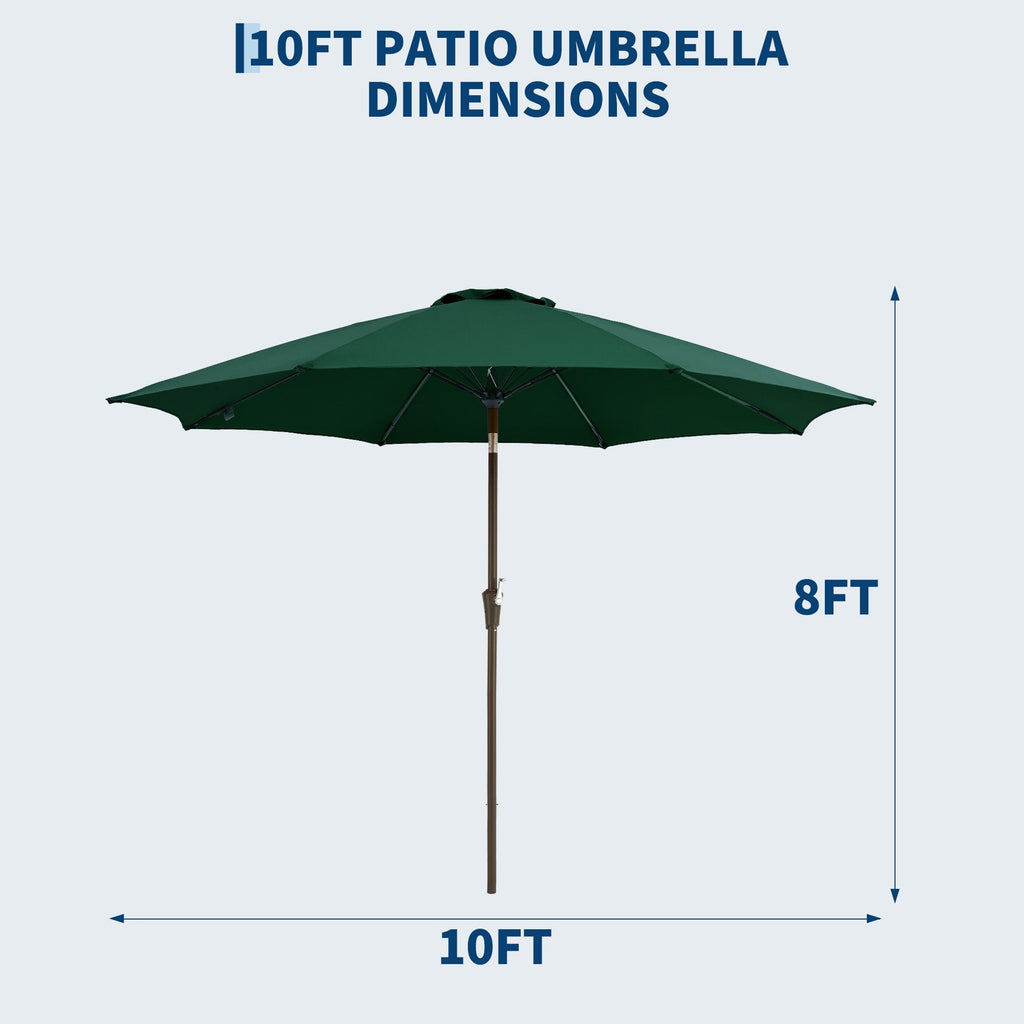 Garvee 10FT Outdoor Patio Umbrella, Outdoor Table Umbrella with Push Button Tilt and Crank, Market Umbrella with 8 Sturdy Ribs, UV Protection Waterproof for Garden Backyard Deck Pool, Dark Green