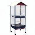 Garvee Rolling Bird Cage with Roof, Metal Wire Flight Cage for Parrots Lovebirds Finches, Wheeled Stand, Multiple Perches